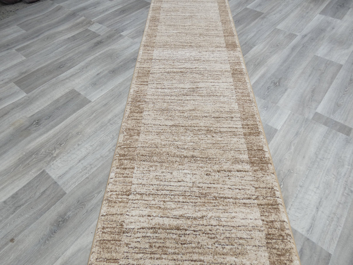 Border Design Hallway Runner Beige Colour Size: 67cm x Cut to Order