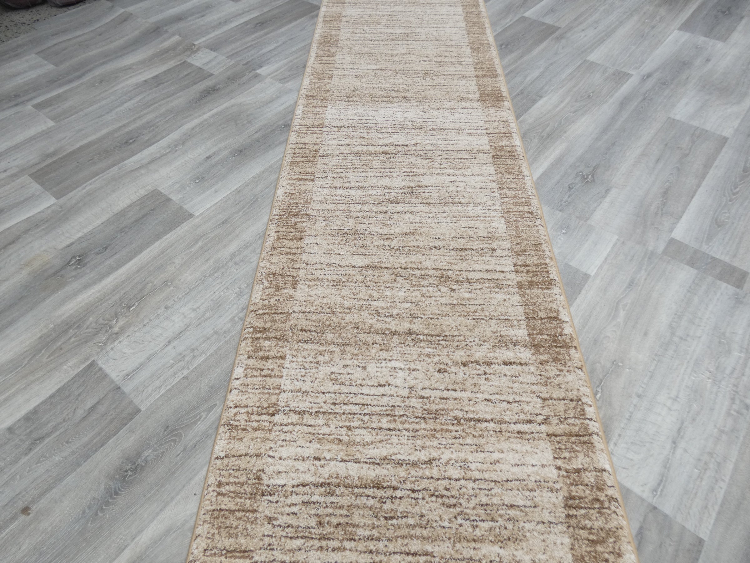 Border Design Hallway Runner Beige Colour Size: 67cm x Cut to Order