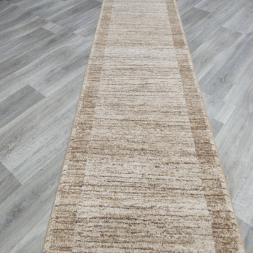 Border Design Hallway Runner Beige Colour Size: 67cm x Cut to Order