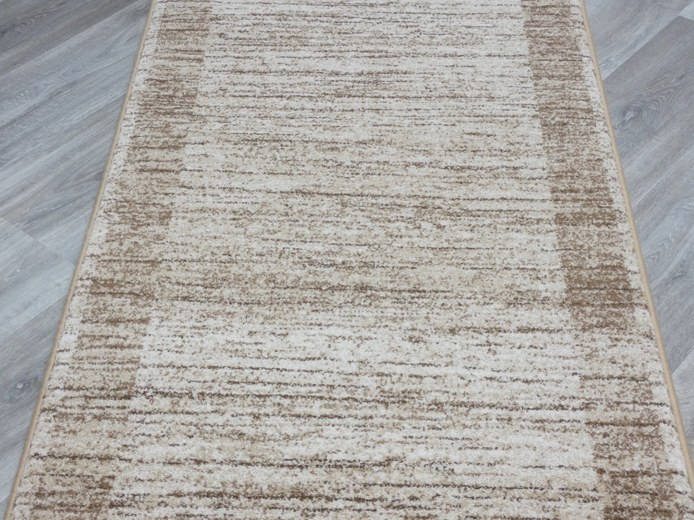 Border Design Hallway Runner Beige Colour Size: 67cm x Cut to Order