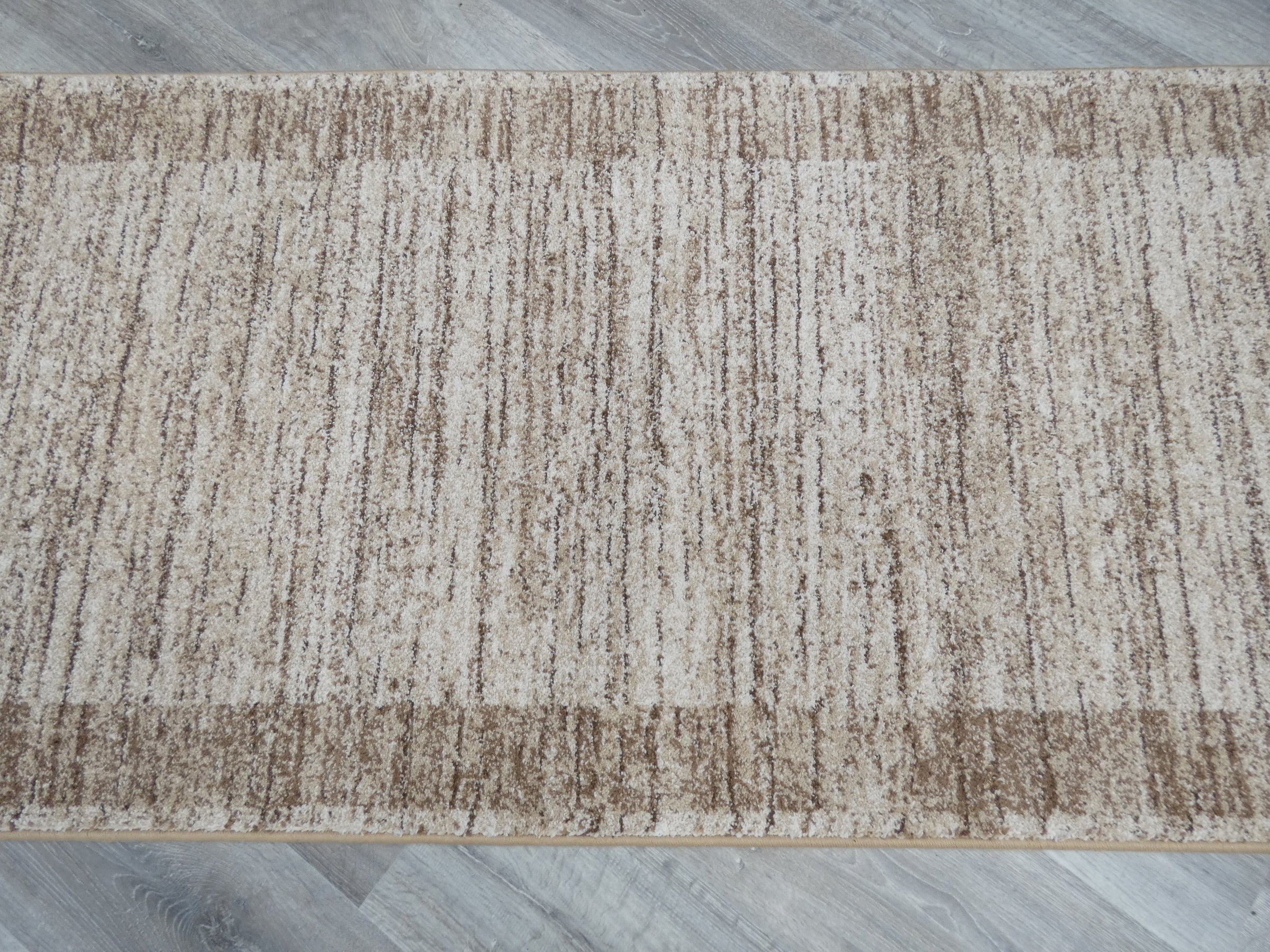 Border Design Hallway Runner Beige Colour Size: 80cm x Cut to Order