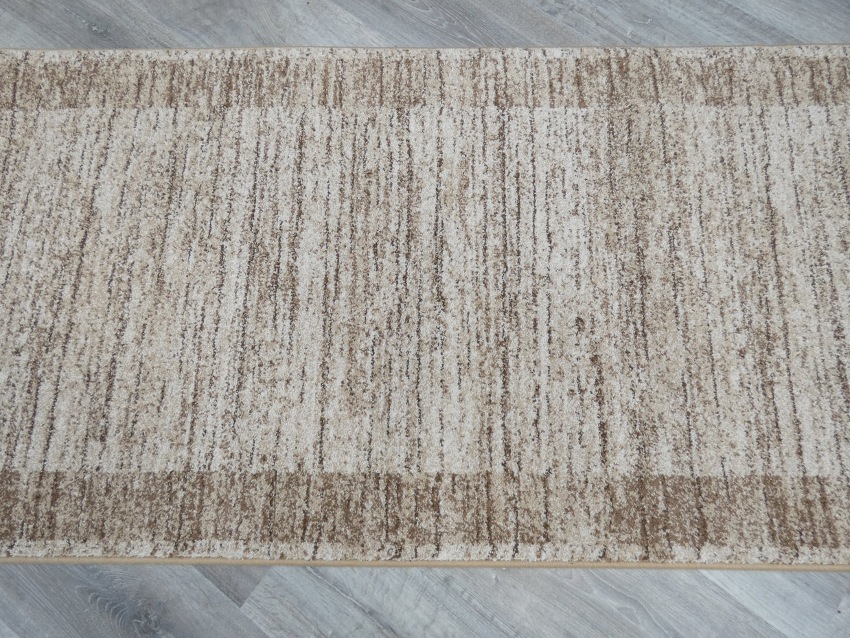 Border Design Hallway Runner Beige Colour Size: 67cm x Cut to Order