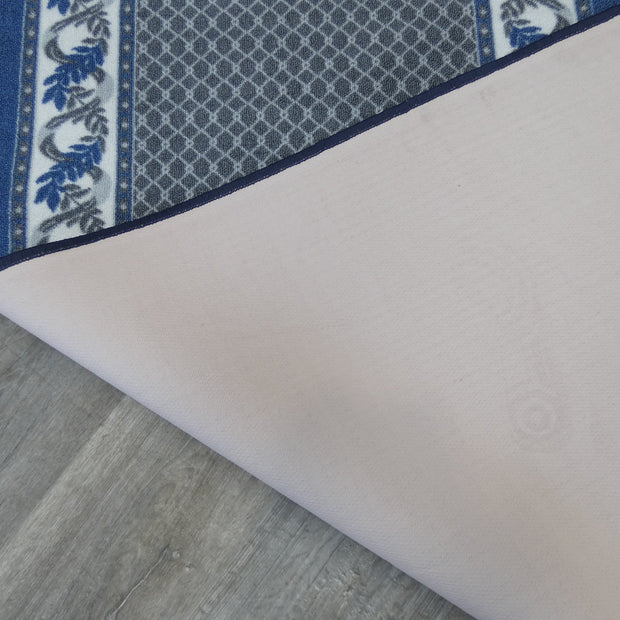 "Pandora" Grey & Blue Colour Non Slip Rubber Back Runner 80cm Wide x Cut To Order
