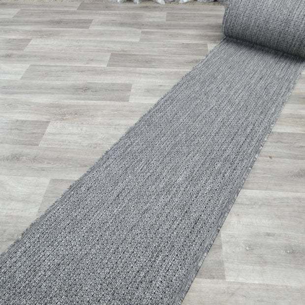 Pewter" Sisal Look Flatweave Rubber Back Runner 67cm Wide x Cut To Order