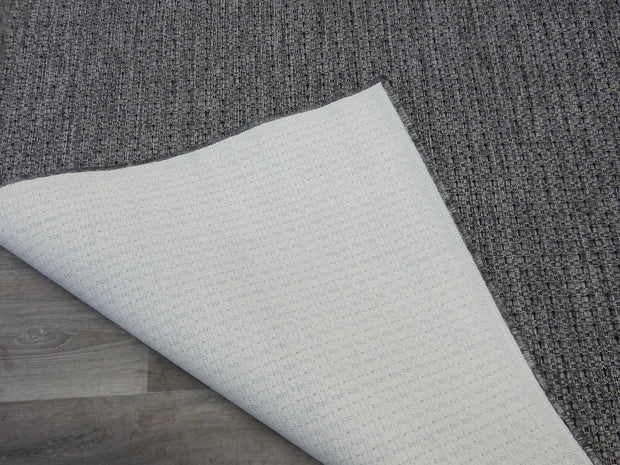 Pewter" Sisal Look Flatweave Rubber Back Indoor/Outdoor Rug