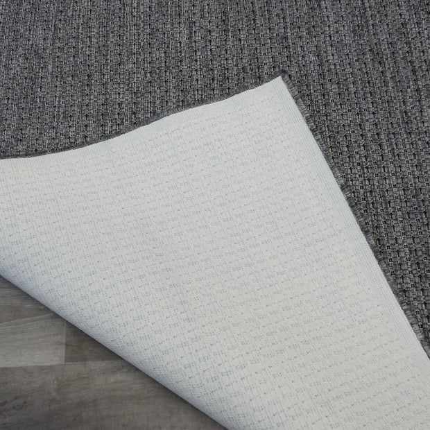 Pewter" Sisal Look Flatweave Rubber Back Indoor/Outdoor Rug