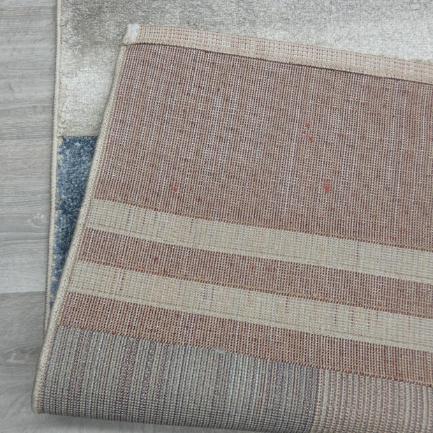 Kimya Collection Modern Block Pattern Rug in Warm Earth Tones – Contemporary Geometric Design