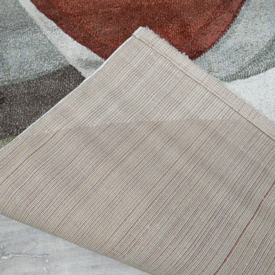 Kimya Collection Retro Wave Rug in Earthy Tones – Bold and Flowing Design