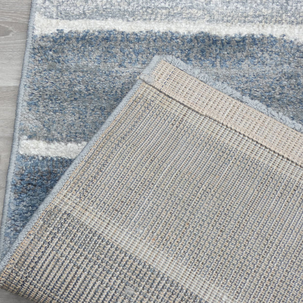 Kimya Collection Modern Geometric Rug in Blue and Gray – Structured Contemporary Design