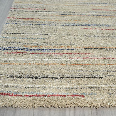 Thick Modern Beige Colour Shaggy Rug Size: 133 x 195cm