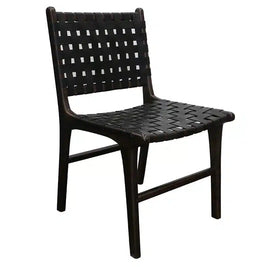 London Dining Chair -Black + Black Leather