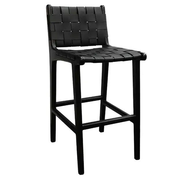 London Barstool -Black + Black Leather