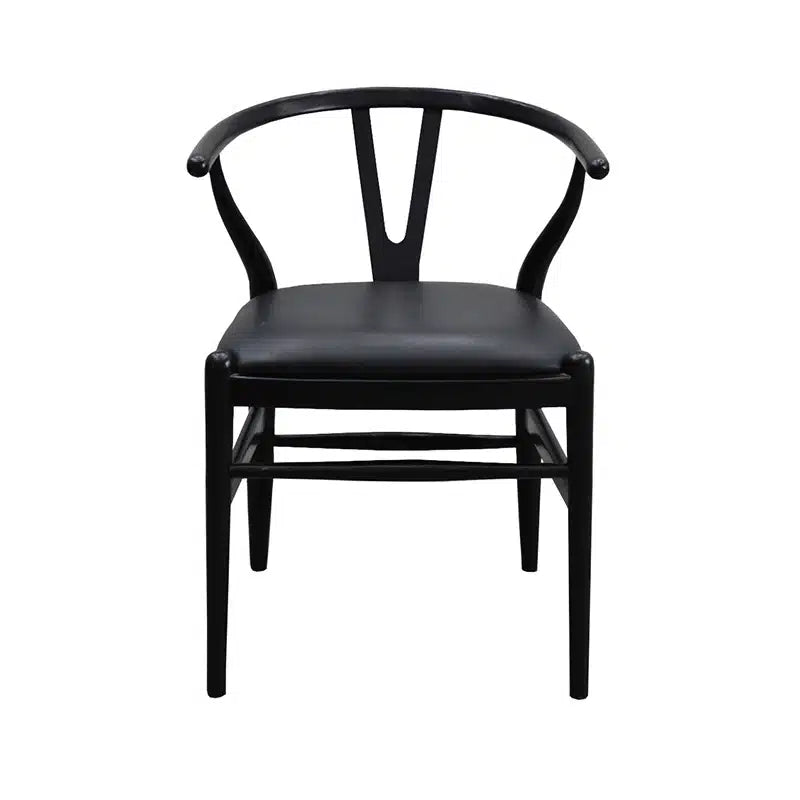 Wishbone Chair- Black + Black Leather