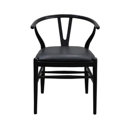 Wishbone Chair- Black + Black Leather