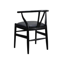 Wishbone Chair- Black + Black Leather