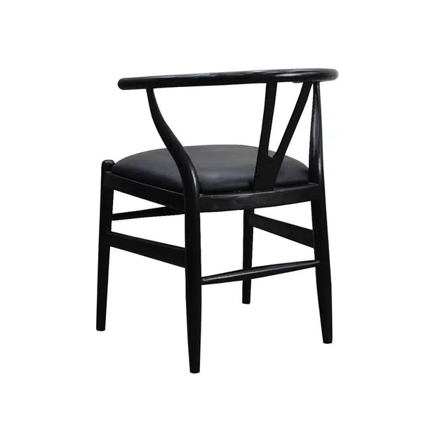Wishbone Chair- Black + Black Leather