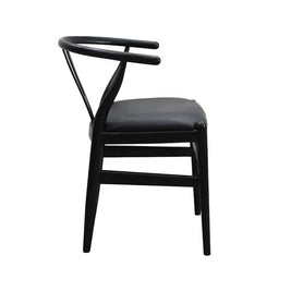 Wishbone Chair- Black + Black Leather