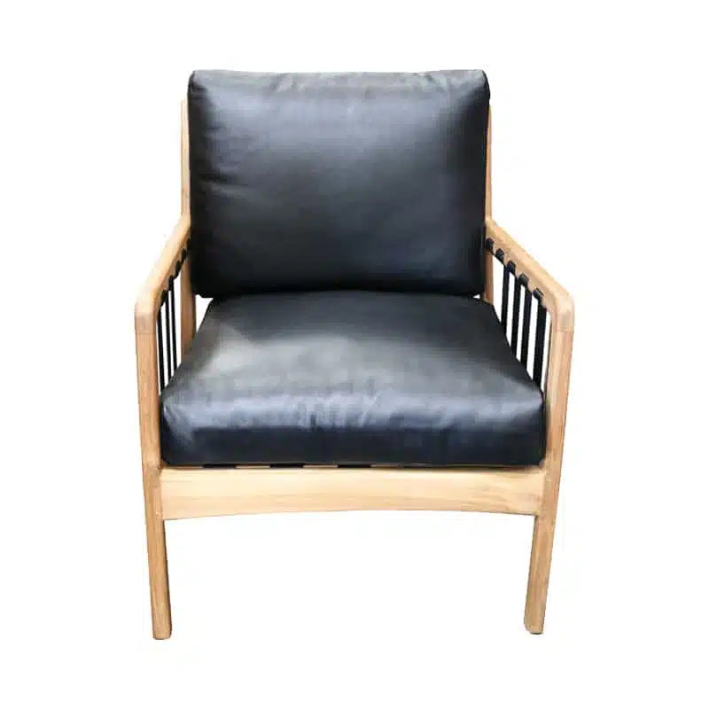Wilson Armchair - Teak + Black Leather