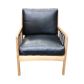Wilson Armchair - Teak + Black Leather