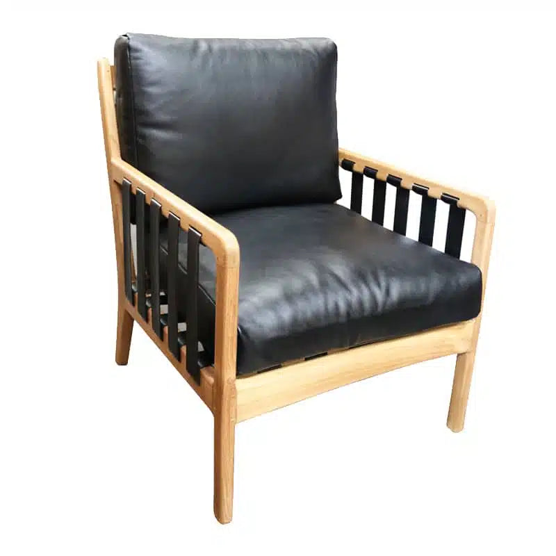 Wilson Armchair - Teak + Black Leather