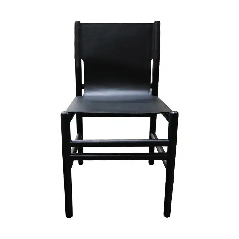 Harrison Dining Chair -Black + Black Leather