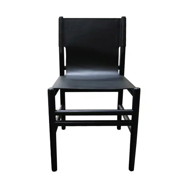 Harrison Dining Chair -Black + Black Leather