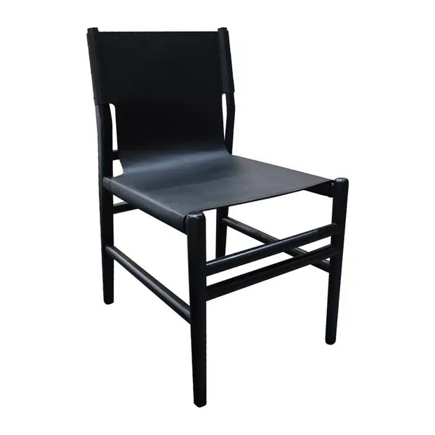 Harrison Dining Chair -Black + Black Leather