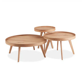 Reflect Set of 3 Coffee Tables – Natural Oak
