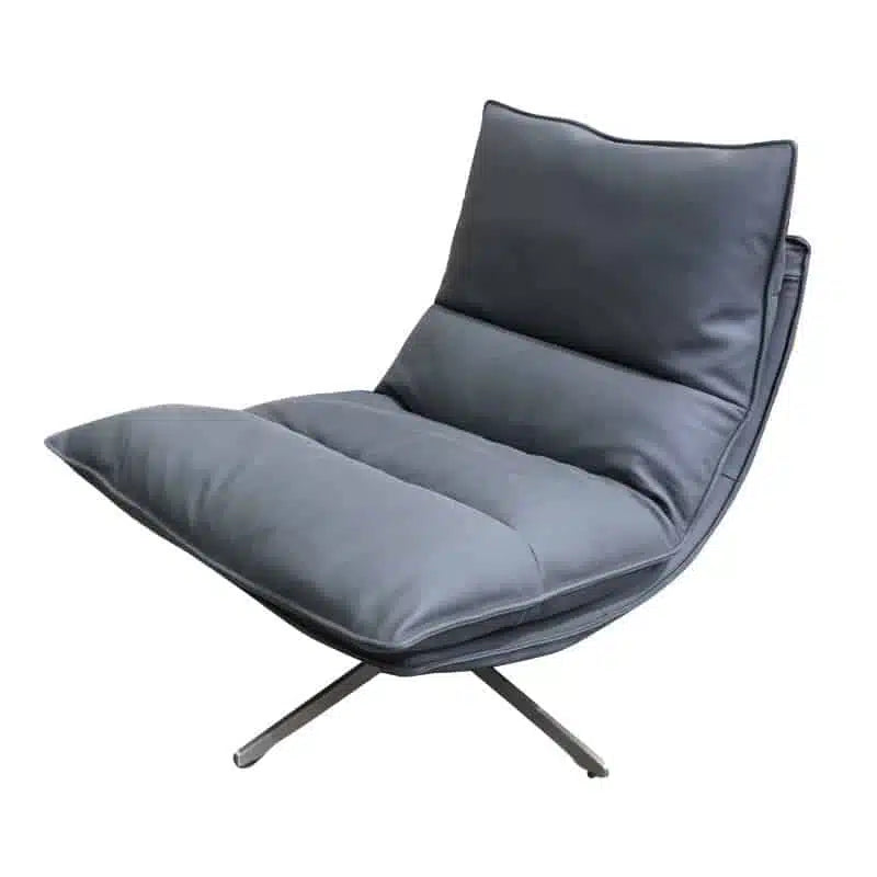 Staten Leather Swivel Chair - Black.