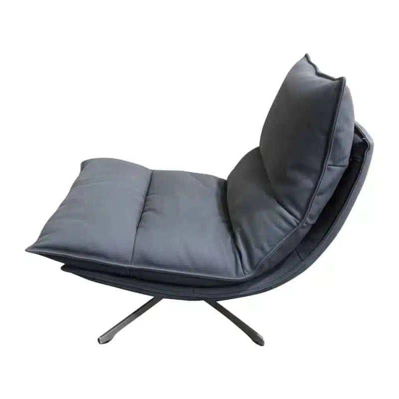 Staten Leather Swivel Chair - Black.