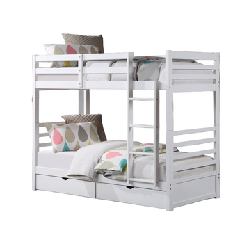 Wooden Bunk (S+S) White with 2 Bottom Drws