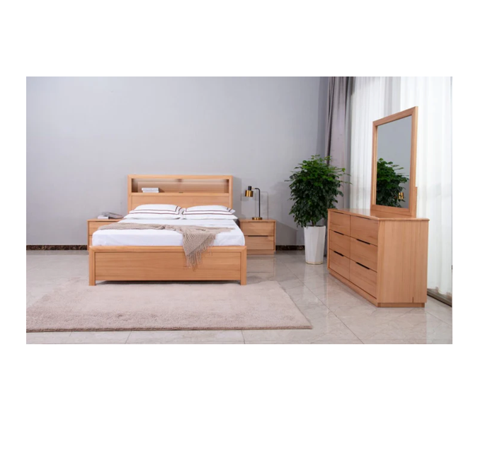 Cleveland Queen Bedframe with USB/LED/Bookcase