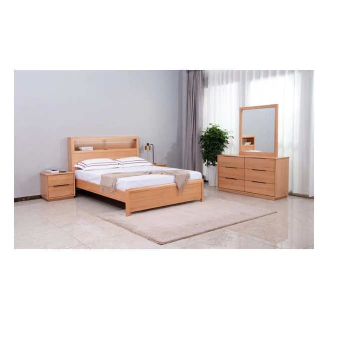 Cleveland Queen Bedframe with USB/LED/Bookcase