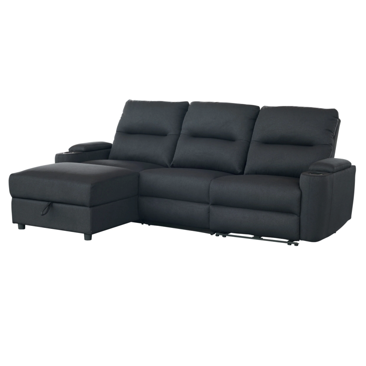 Mona Three Electric Seater Sofa Chaise + Storage
