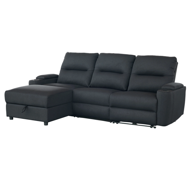 Mona Three Electric Seater Sofa Chaise + Storage