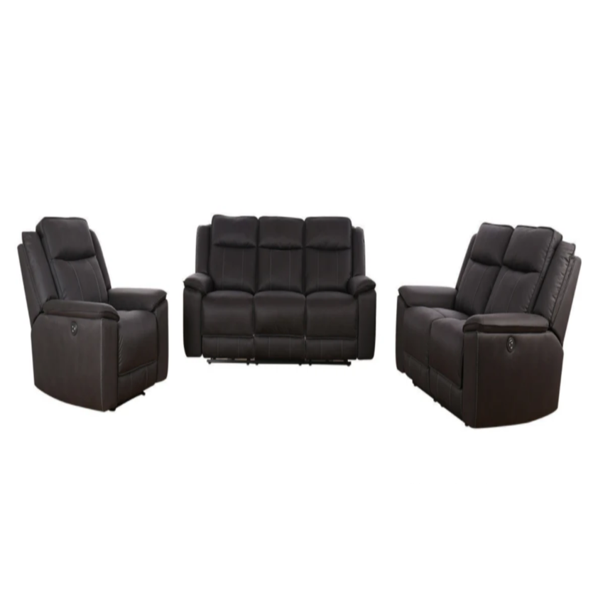 Glasgow Electric Reclining Lounge Suite - Charcoal