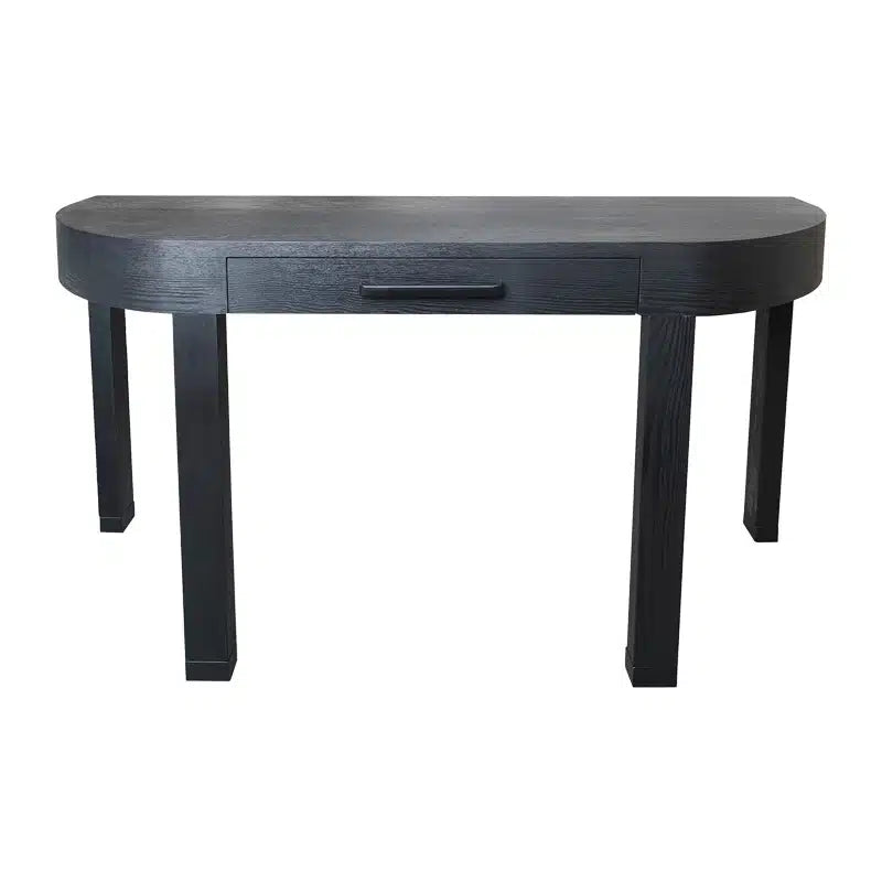 Black Rounded Console Palma Half Round Console – Black Ash Veneer & Iron Console Table – Te ...