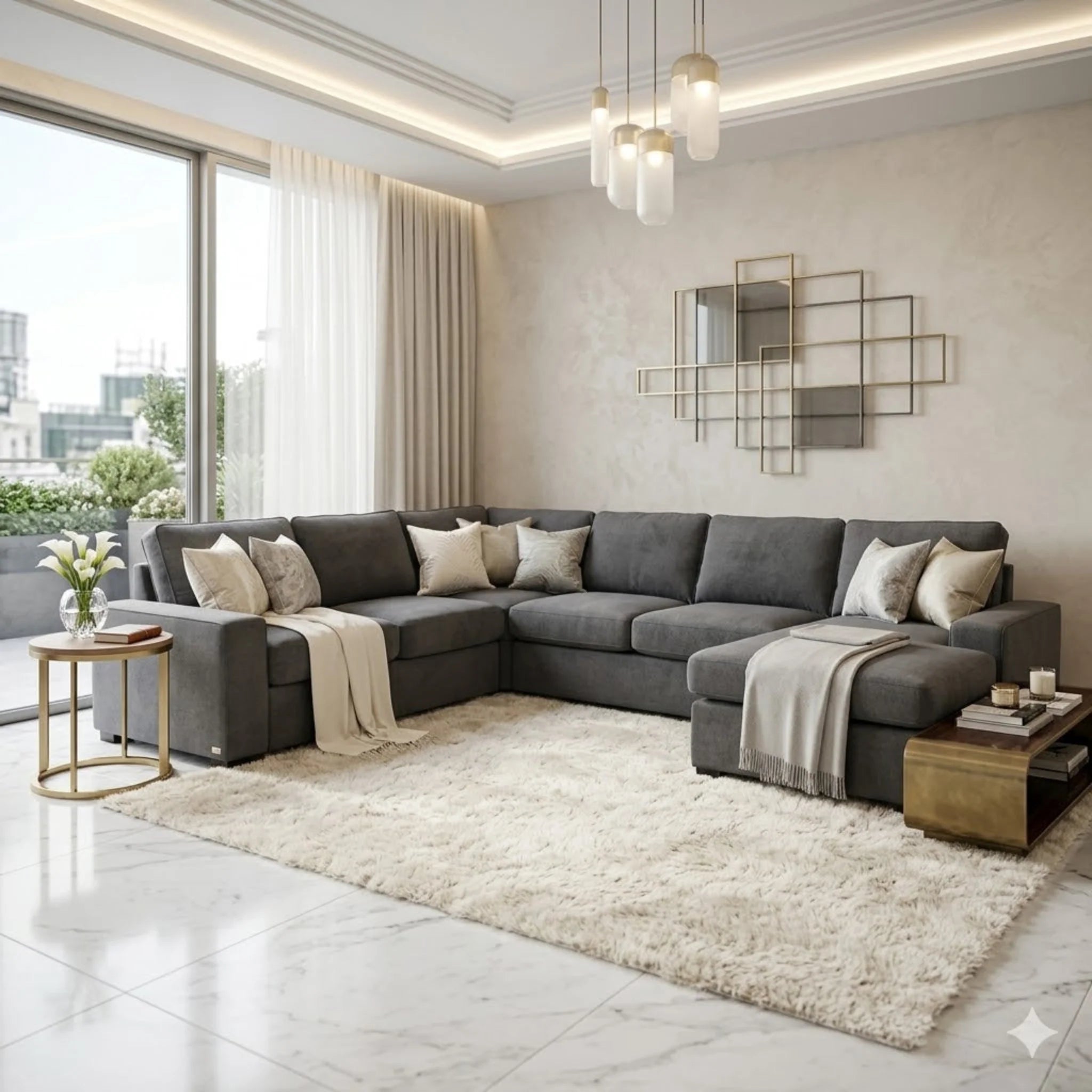 Bronson 6 Seater Modular Lounge Suite with Sofa Bed