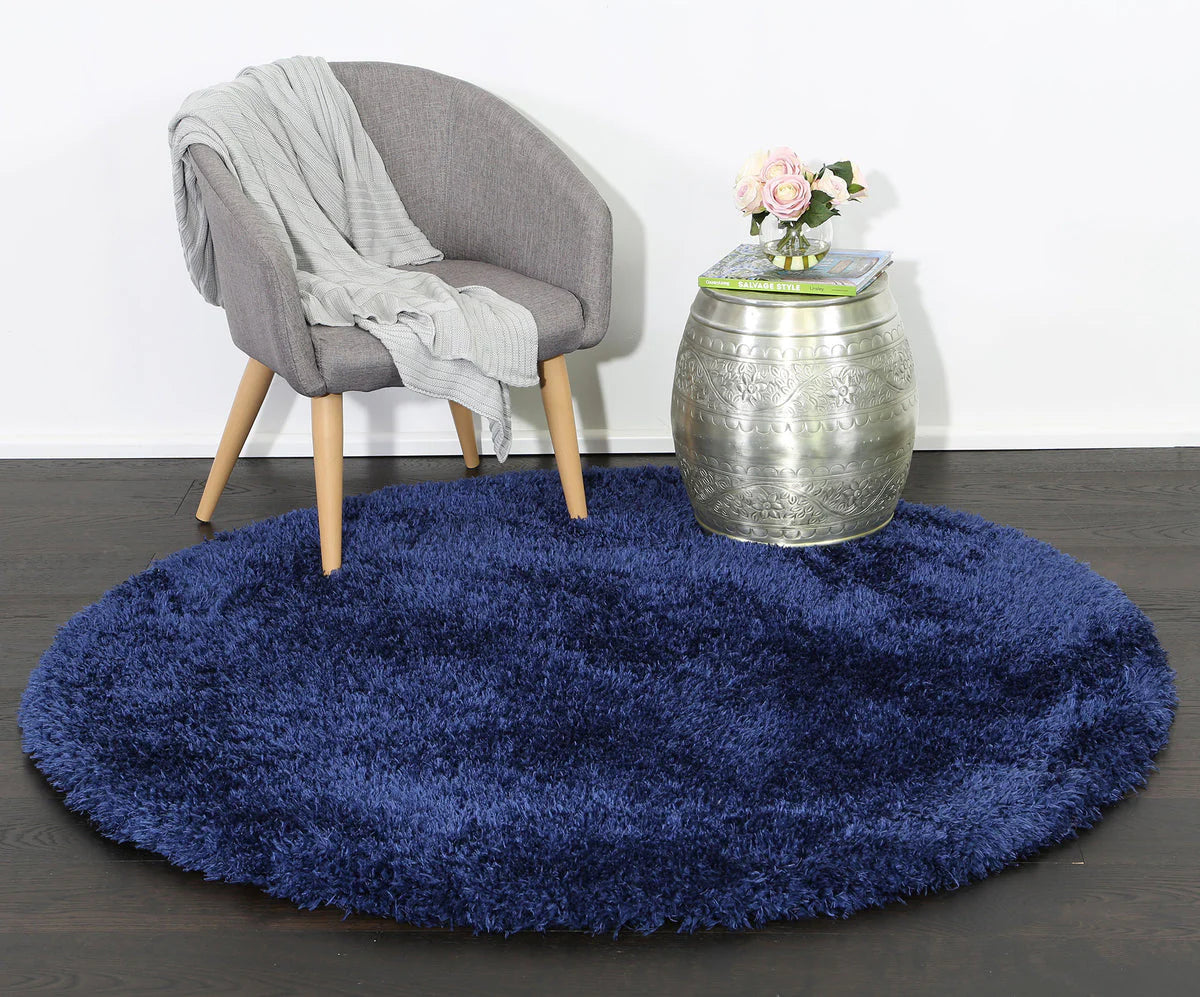 Dream Shaggy Navy Colour Turkish Round Rug