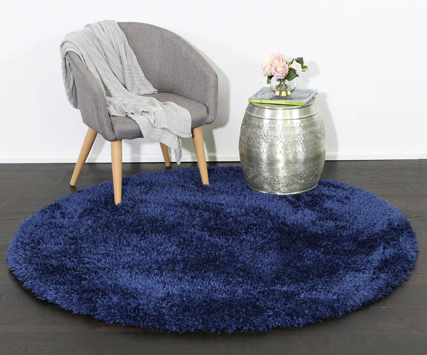 Dream Shaggy Navy Colour Turkish Round Rug