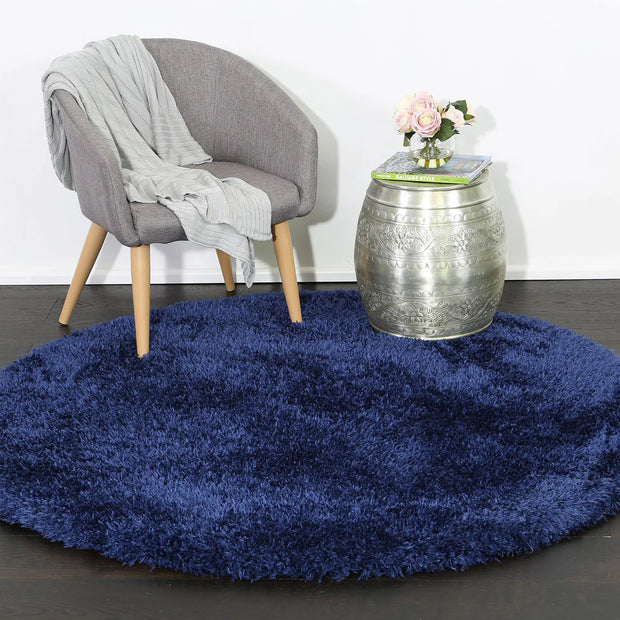Dream Shaggy Navy Colour Turkish Round Rug