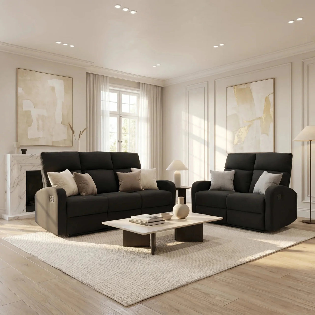 SupreCoz 3RR + 2RR Recliner Suite Black