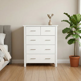Bella 5 Drw Tallboy White