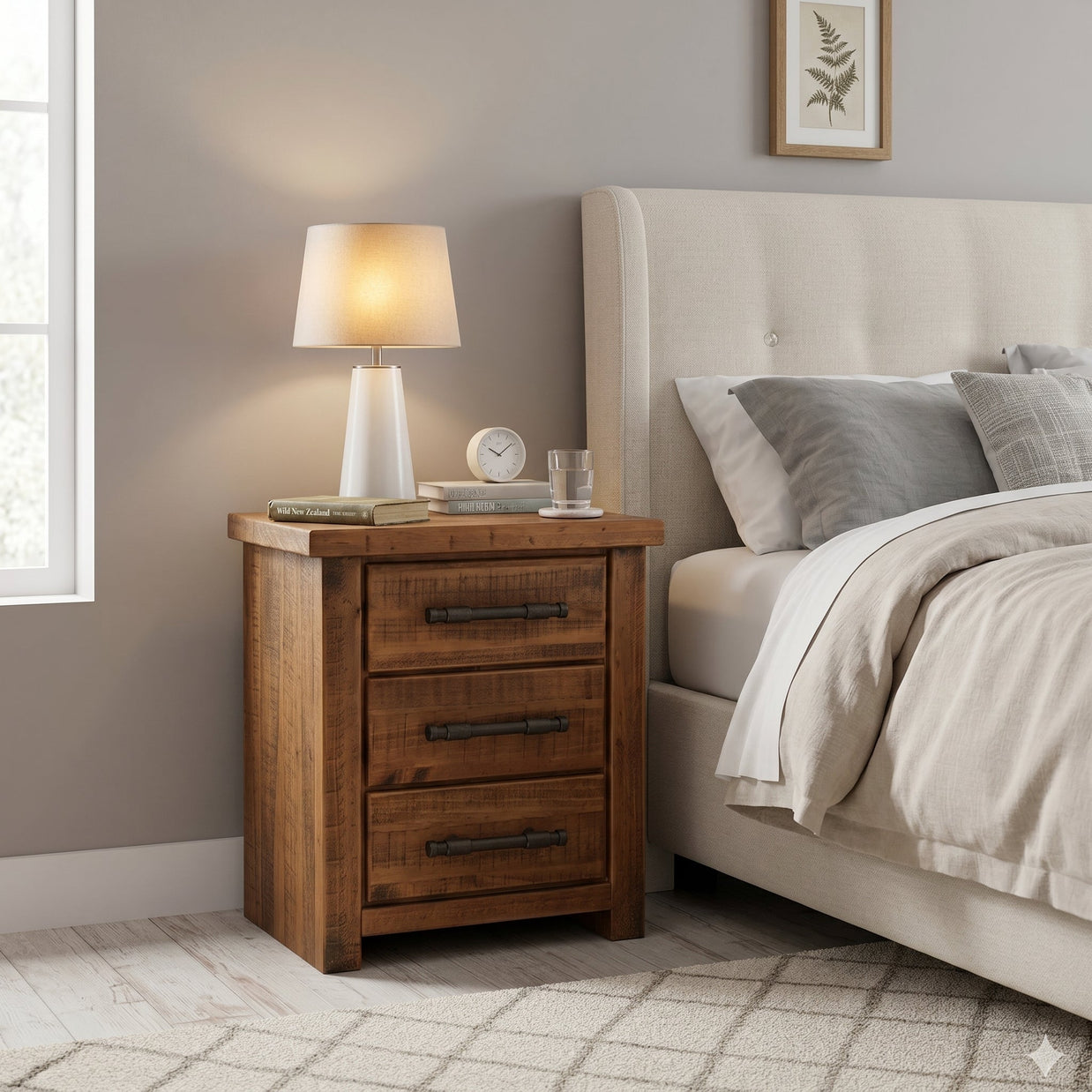 Oakwood 3 Drw Bedside