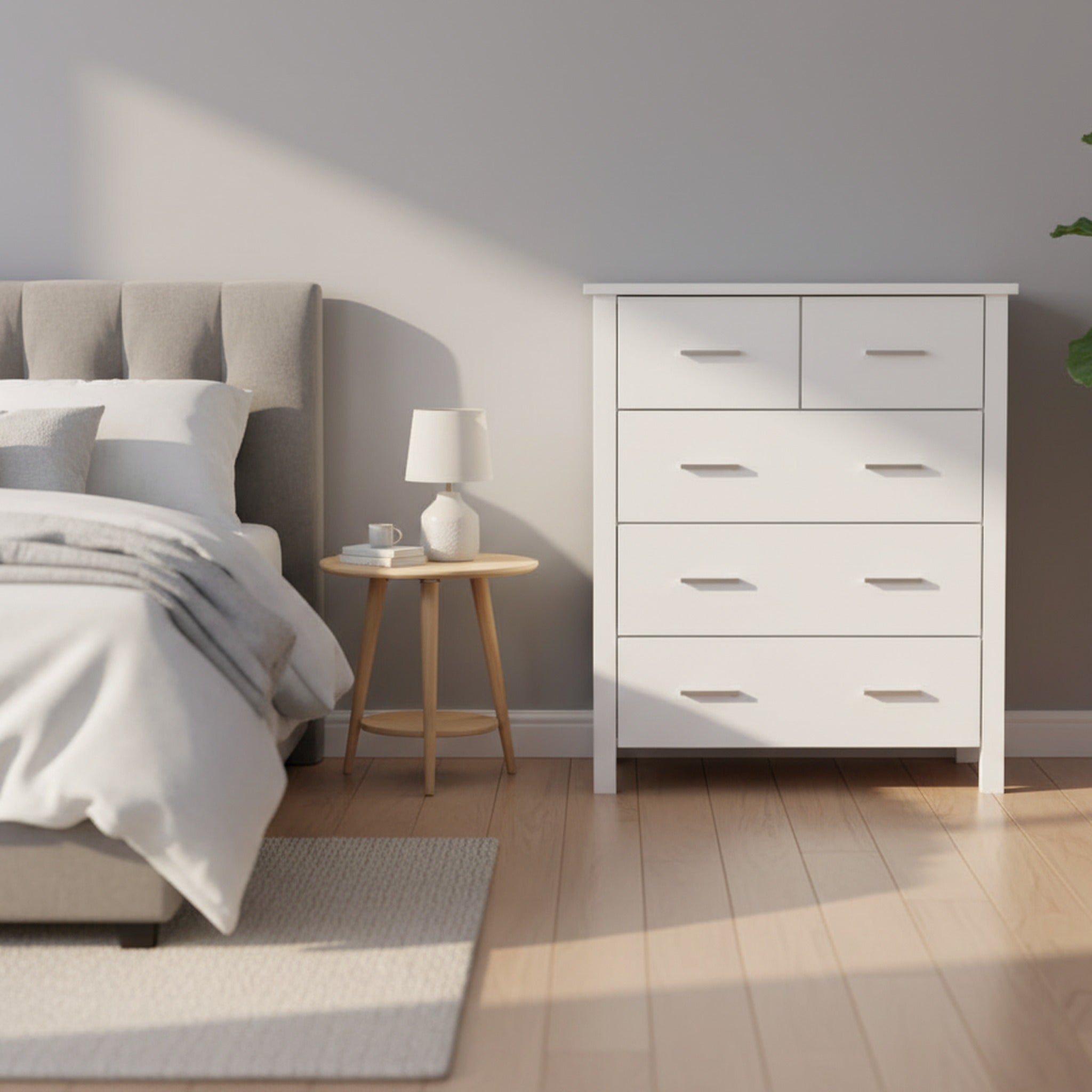 Bella 5 Drw Tallboy White