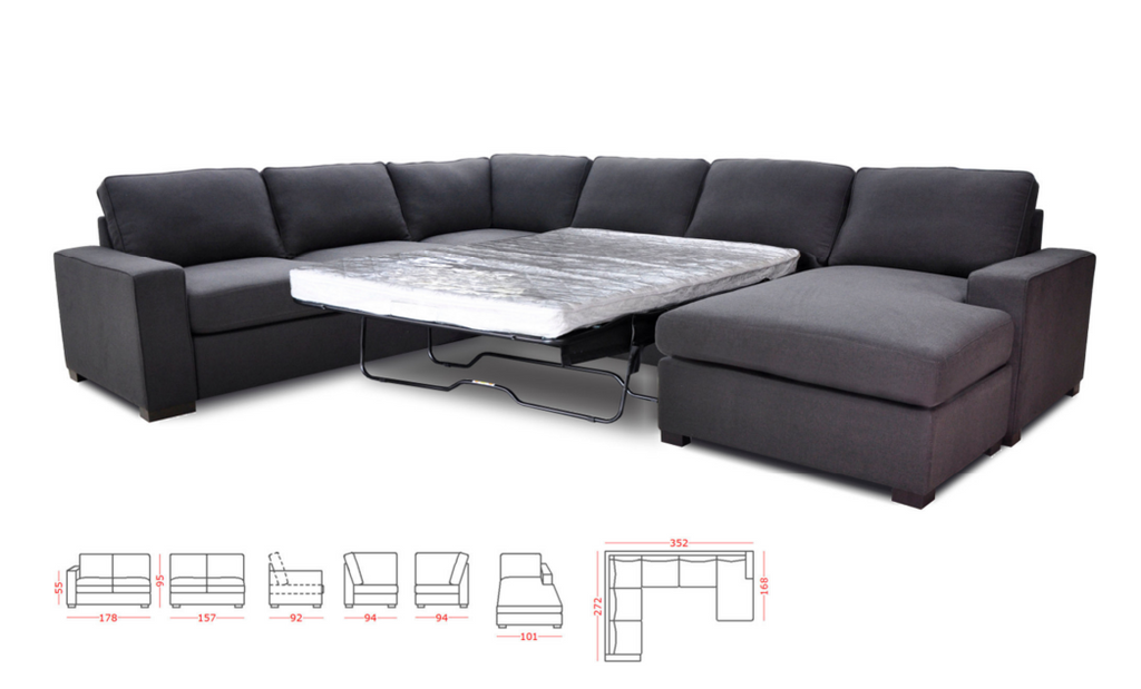 6 seater modular lounge best sale with sofa bed
