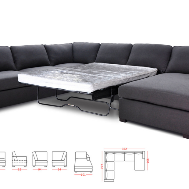 Bronson 6 Seater Modular Lounge Suite with Sofa Bed