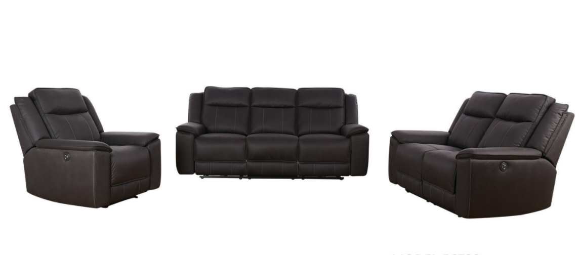 Glasgow Electric Reclining Lounge Suite - Charcoal