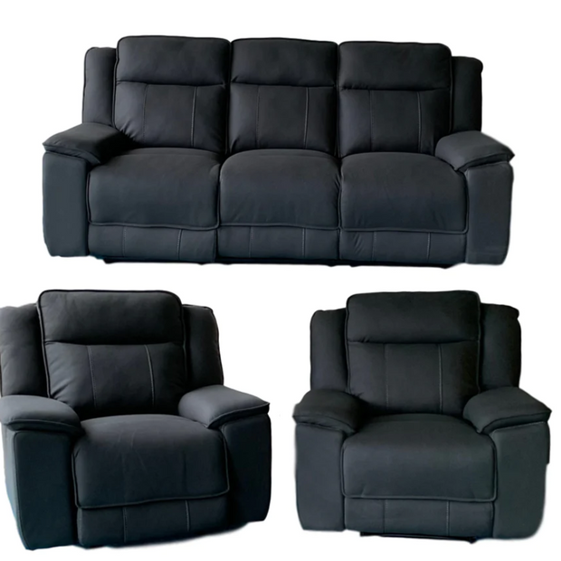 Glasgow Electric Reclining Lounge Suite - Charcoal